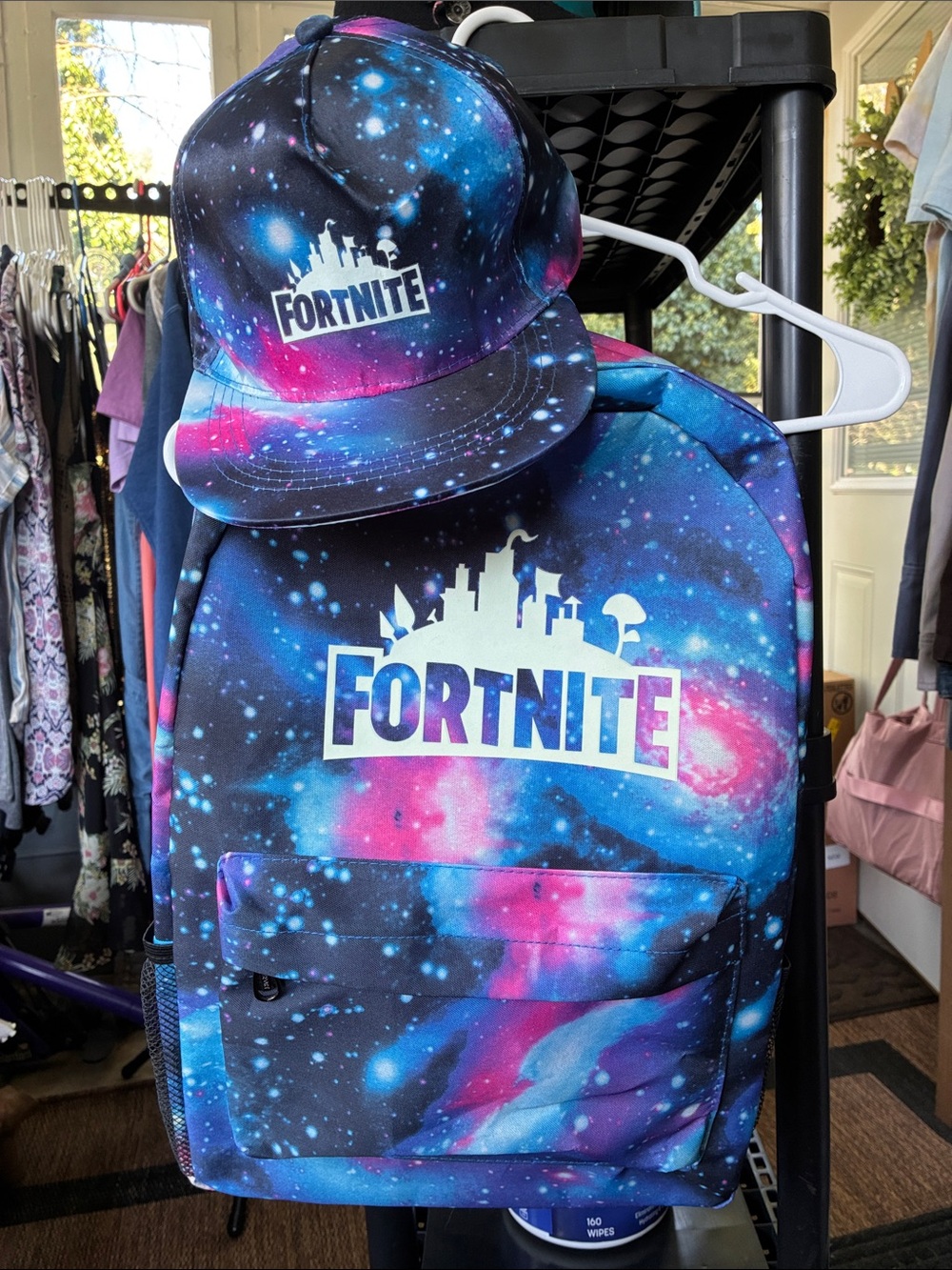 FORTNITE space galaxy backpack and hat